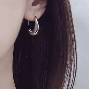 NEW Silver Teardrop Hoop Earrings